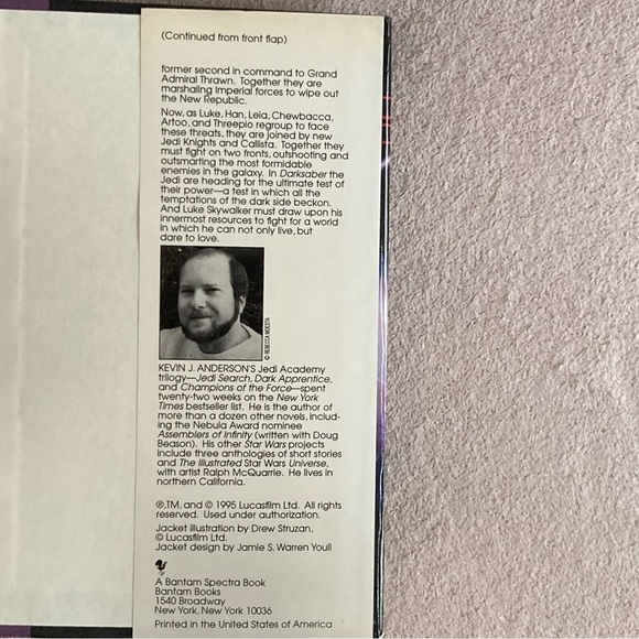 Vintage Star Wars “Darksaber” Hardcover Book-1995-Kevin J. Anderson-Collectible - Picture 6 of 8